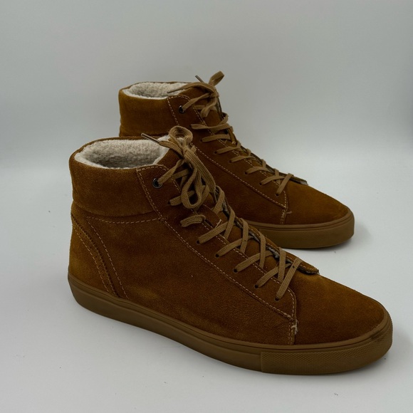 Express suede brown high top Sherpa lined men’s size 10 - Picture 3 of 6